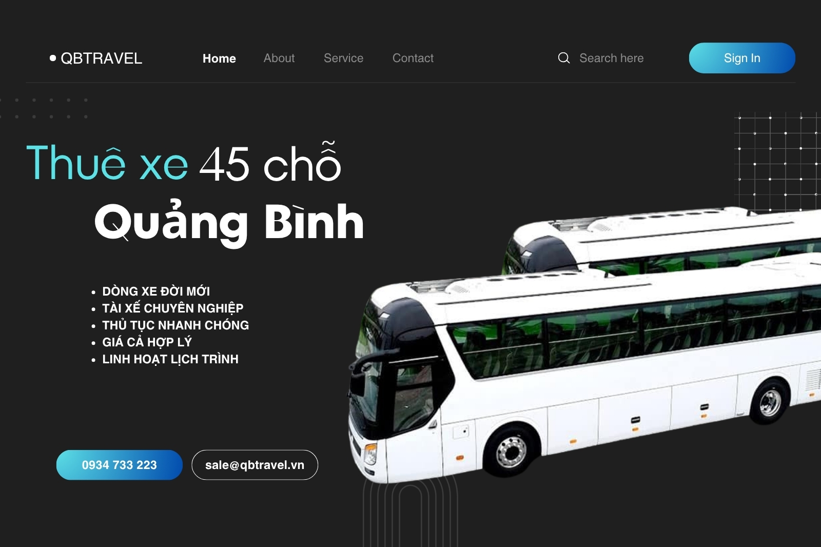 QBTravel - Dịch vụ cho thuê xe 45 chỗ Quảng Bình