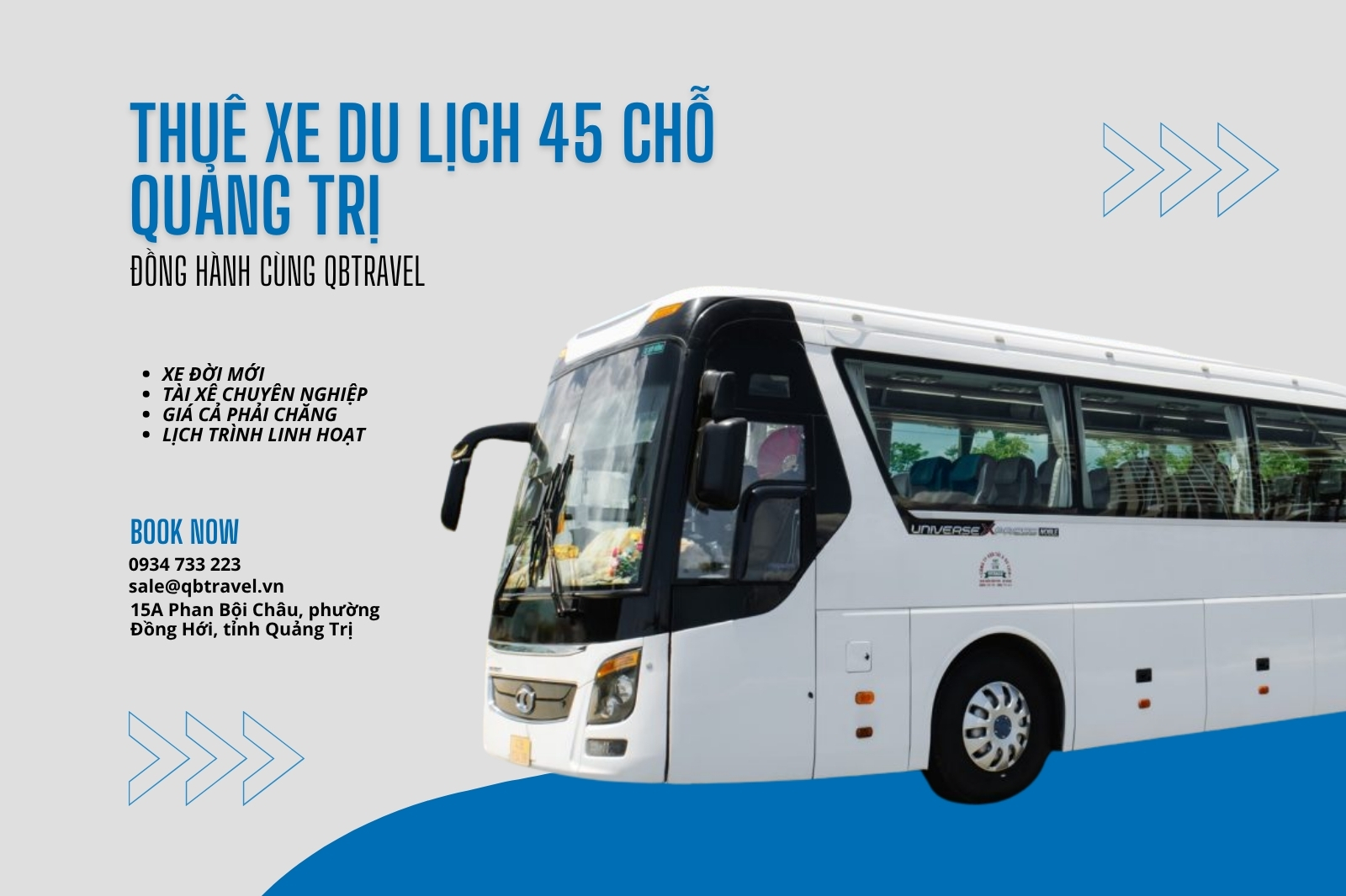 Thuê xe du lịch 45 chỗ Quảng Trị đời mới