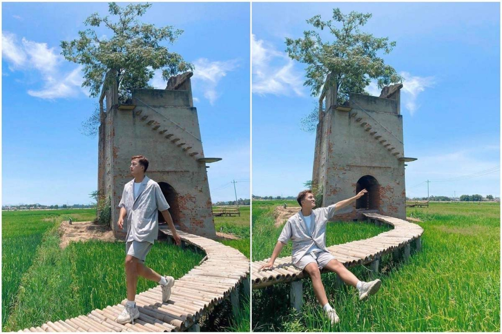 Lò gạch cũ giữa cánh đồng xanh mướt